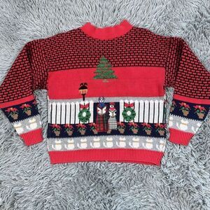 Vintage Sweater Loft Petites Christmas Sweater Novelty All Over Print Cotton